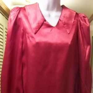 Burgundy Satin  Designer Lounge Wear, Vintage Set